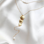 Gold bridal back necklace with freshwater pearls - DELANEY - Treasures by Agnes