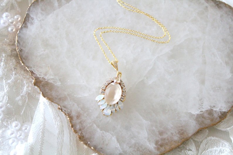 Gold Bridal crystal necklace - TEAGAN - Treasures by Agnes