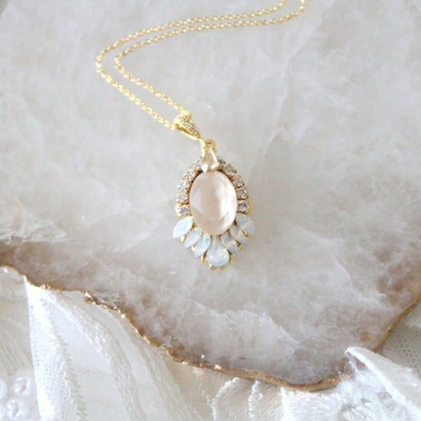 Gold Bridal crystal necklace - TEAGAN - Treasures by Agnes