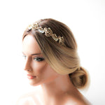 Gold bridal headband hairpiece - DAKOTA - Treasures by Agnes