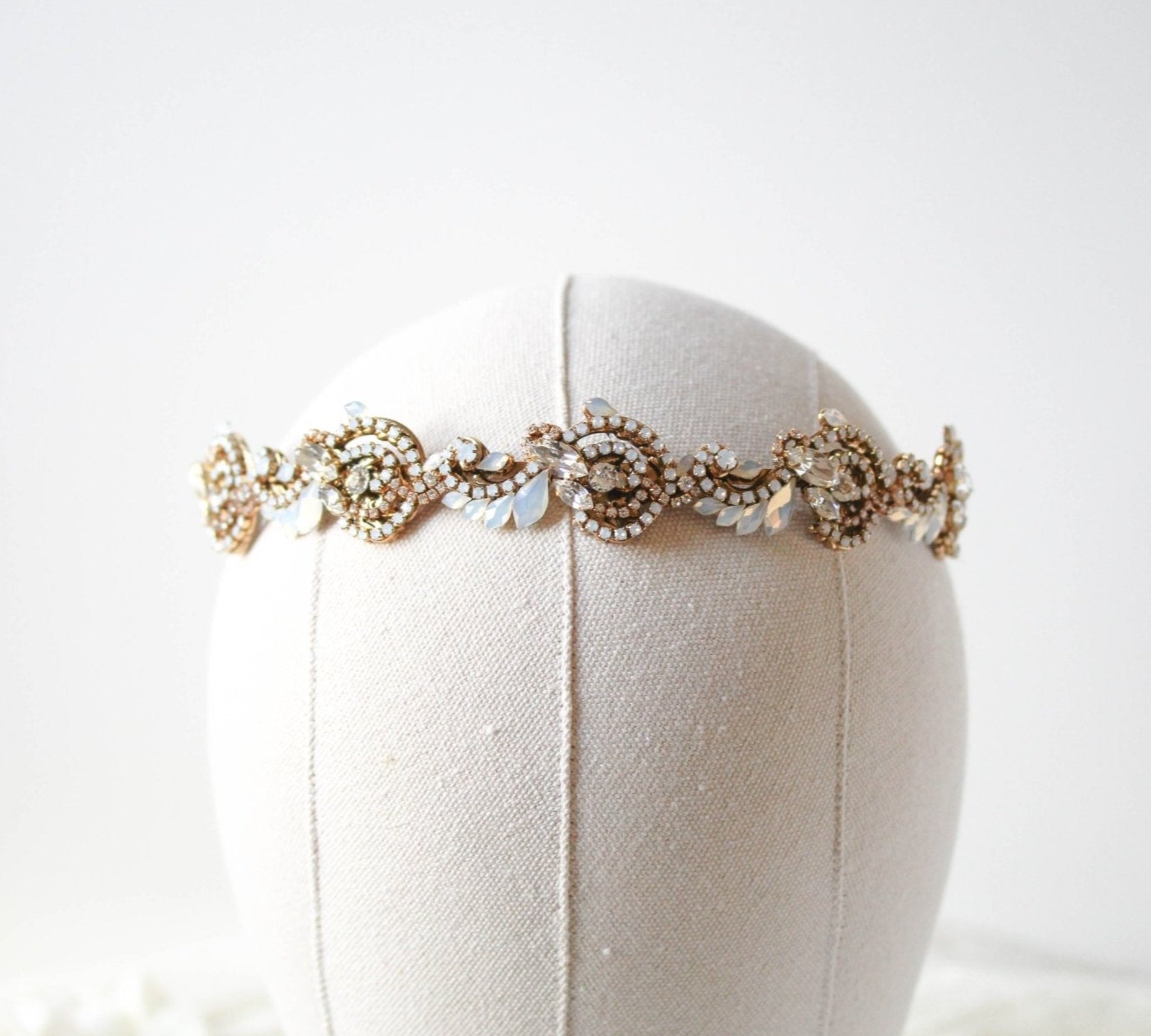 Gold bridal headband hairpiece - DAKOTA - Treasures by Agnes