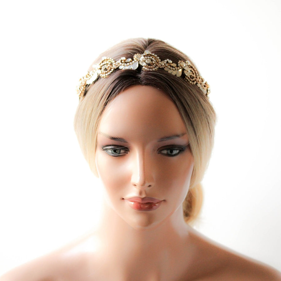 Gold bridal headband hairpiece - DAKOTA - Treasures by Agnes