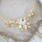 Gold Bridal Statement crystal necklace - LONDON - Treasures by Agnes