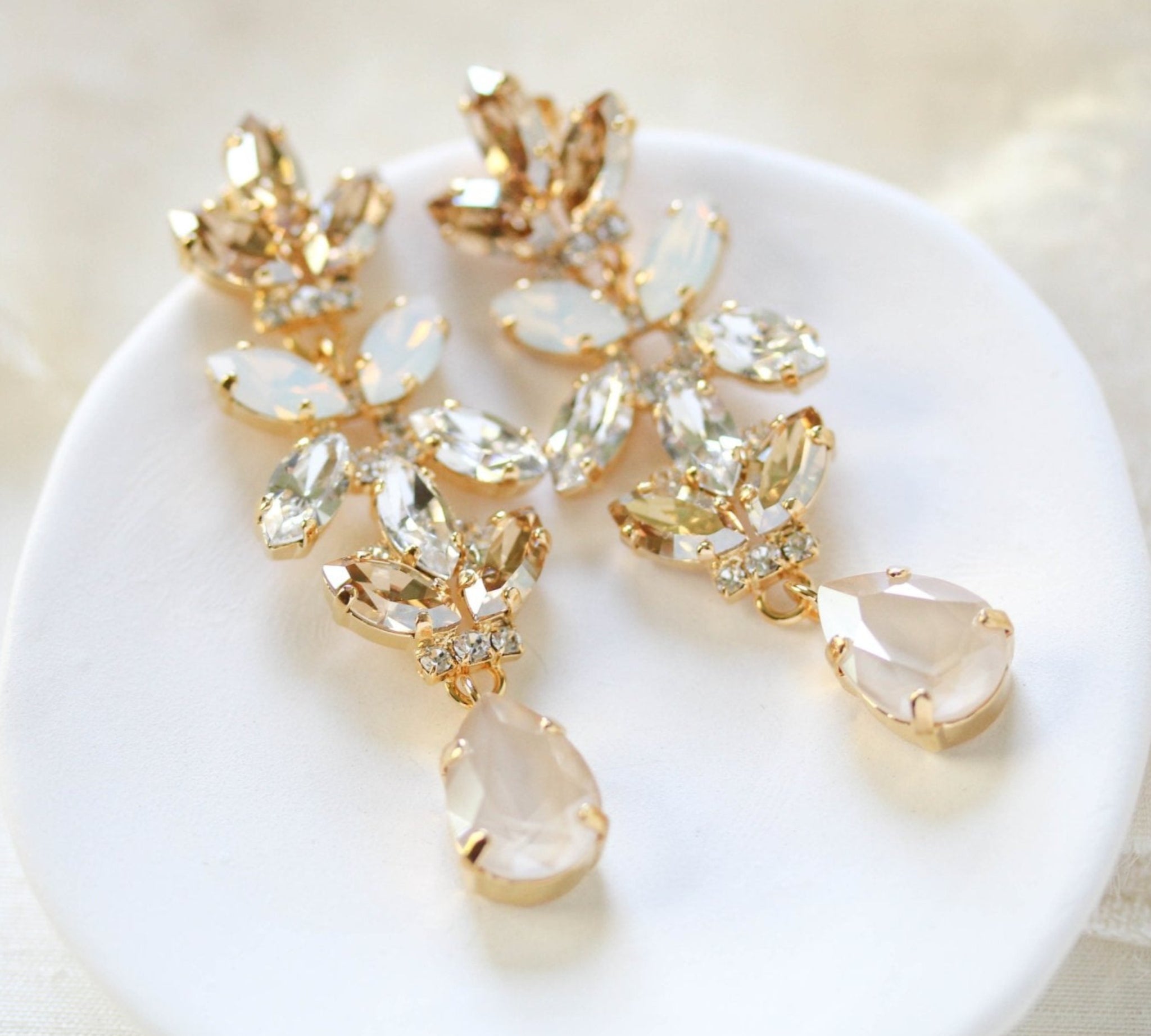 Long Swarovski crystal chandelier earrings - VERA - Treasures by Agnes