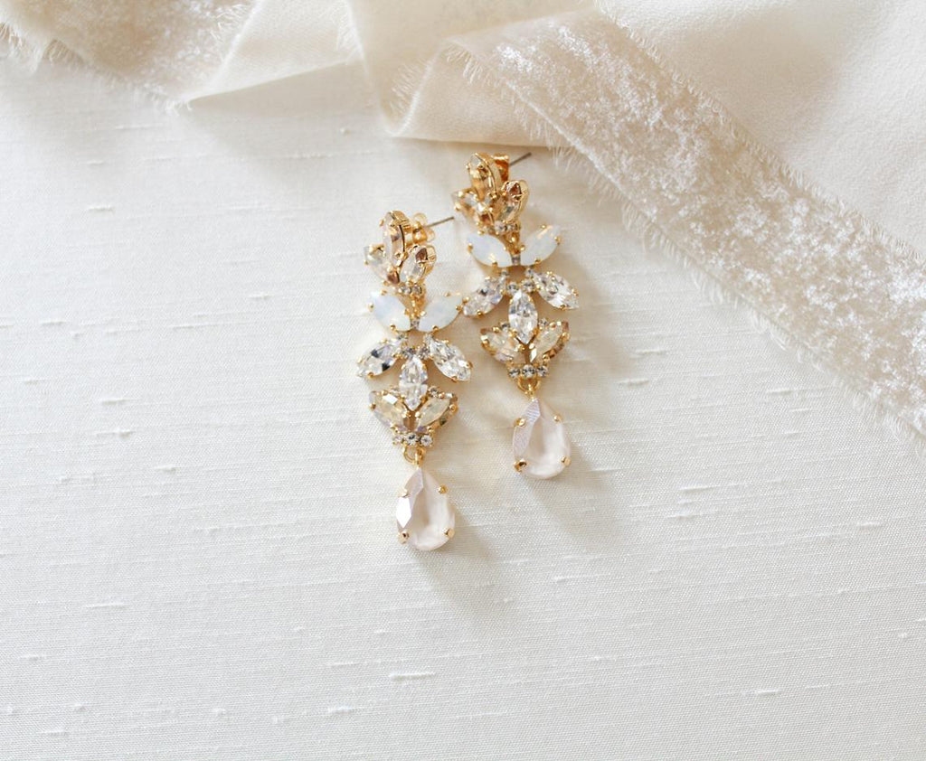 Long Swarovski crystal chandelier earrings - VERA - Treasures by Agnes
