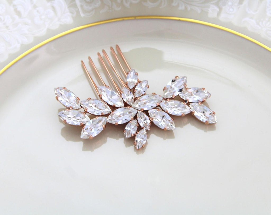 Gold Crystal Bridal hair comb - JILL - Treasures by Agnes