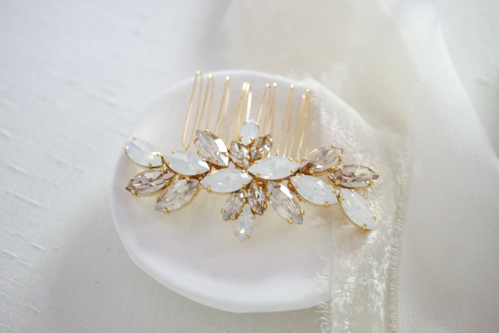 Gold Crystal Bridal hair comb - JILL - Treasures by Agnes