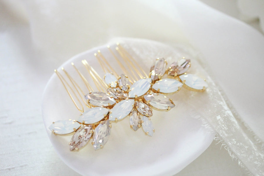 Gold Crystal Bridal hair comb - JILL - Treasures by Agnes