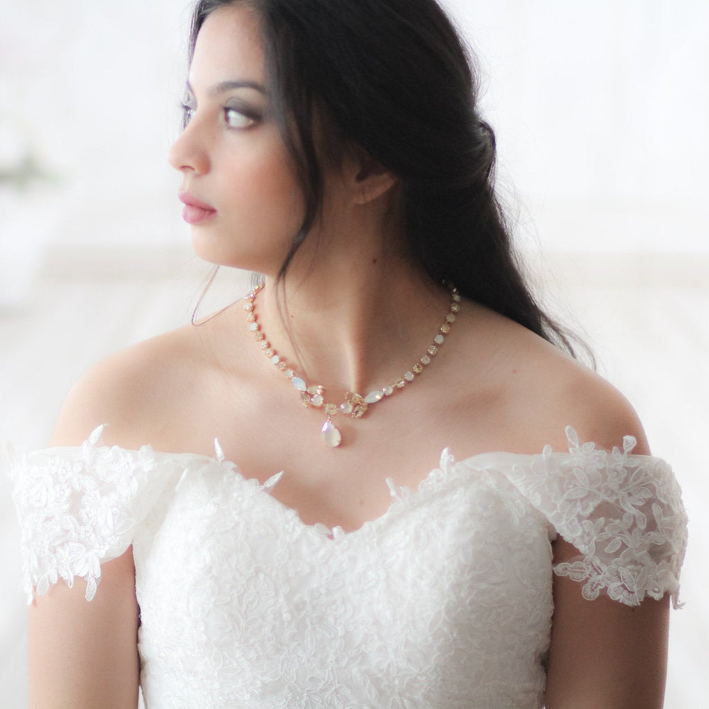 Gold crystal Bridal necklace - MARIA - Treasures by Agnes