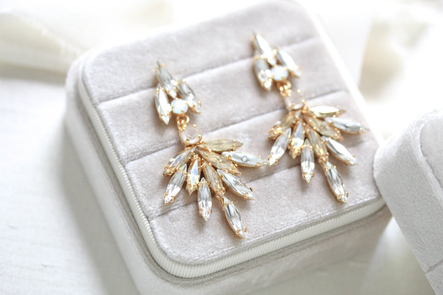 Gold crystal Bridal Statement earrings - MCKENNA - Treasures by Agnes
