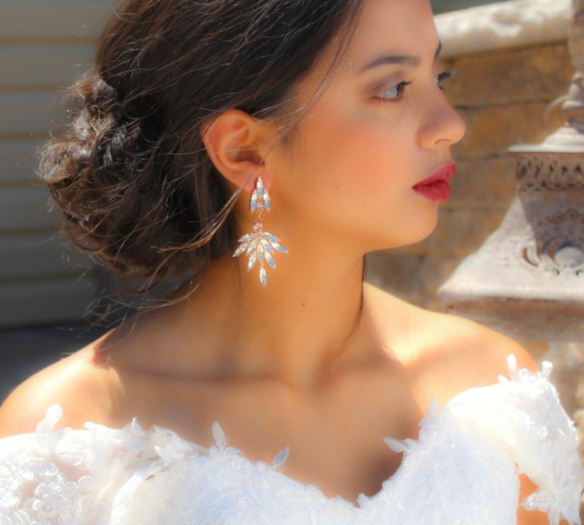 Gold crystal Bridal Statement earrings - MCKENNA - Treasures by Agnes