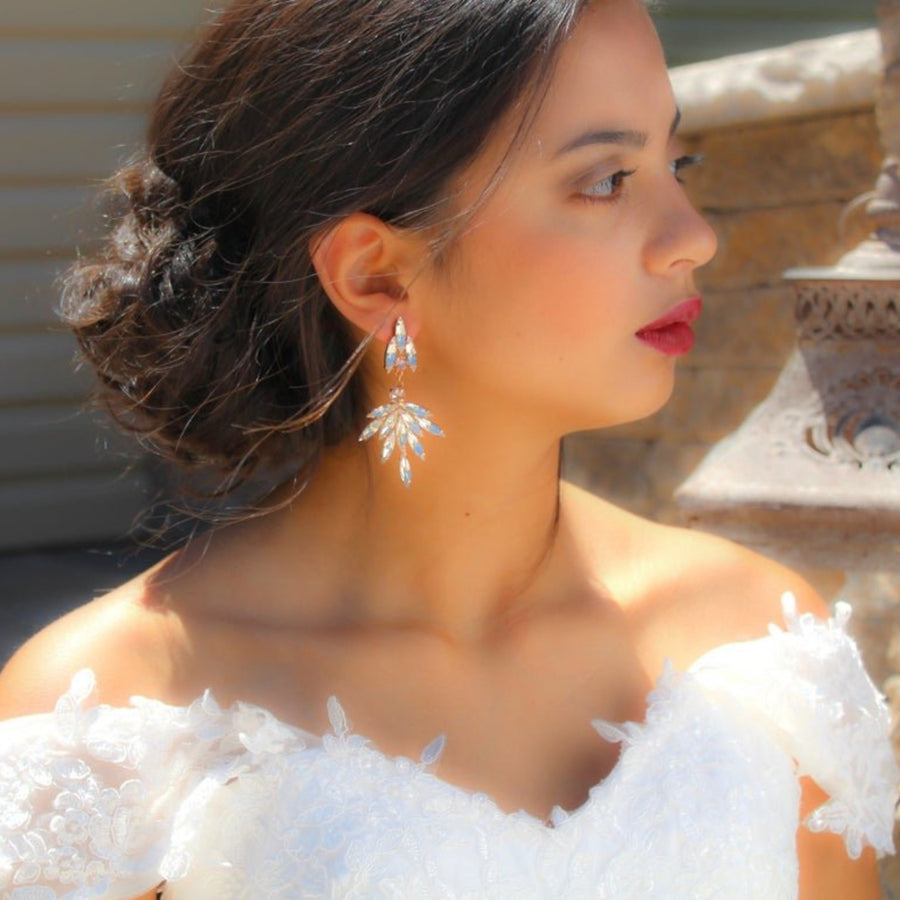 Gold crystal Bridal Statement earrings - MCKENNA - Treasures by Agnes