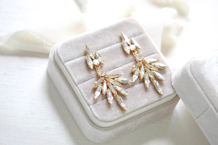 Gold crystal Bridal Statement earrings - MCKENNA - Treasures by Agnes