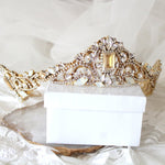 Gold crystal Bridal tiara crown - DIANA - Treasures by Agnes