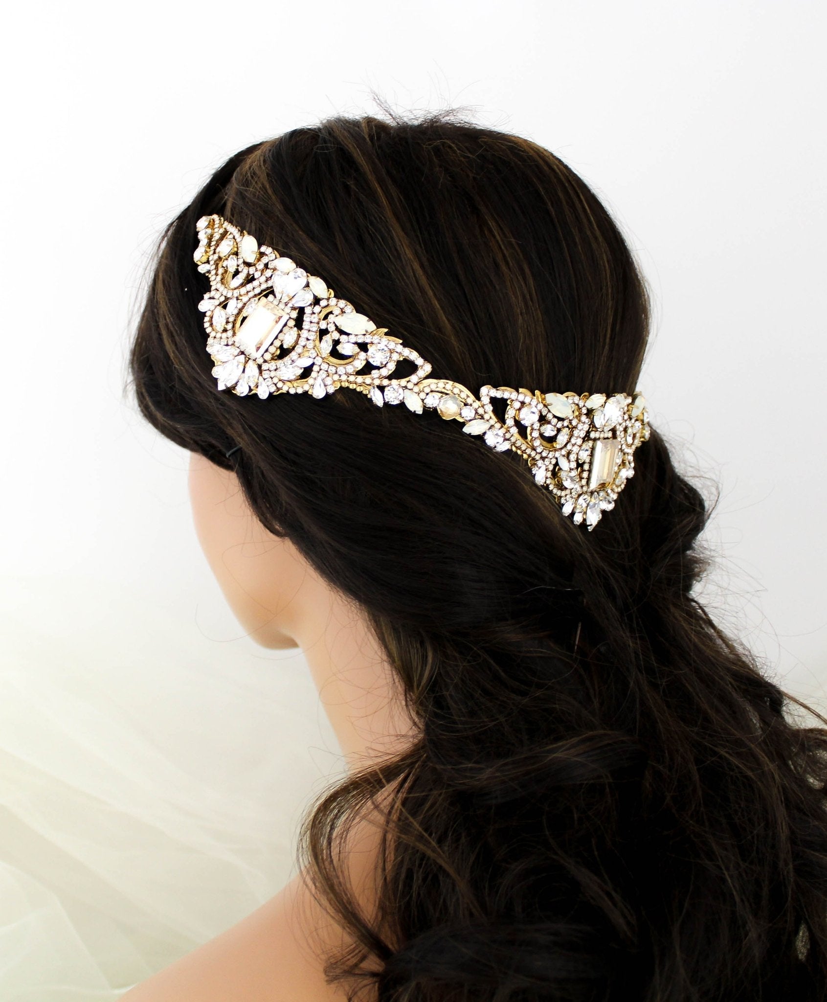 Gold crystal Bridal tiara crown - DIANA - Treasures by Agnes