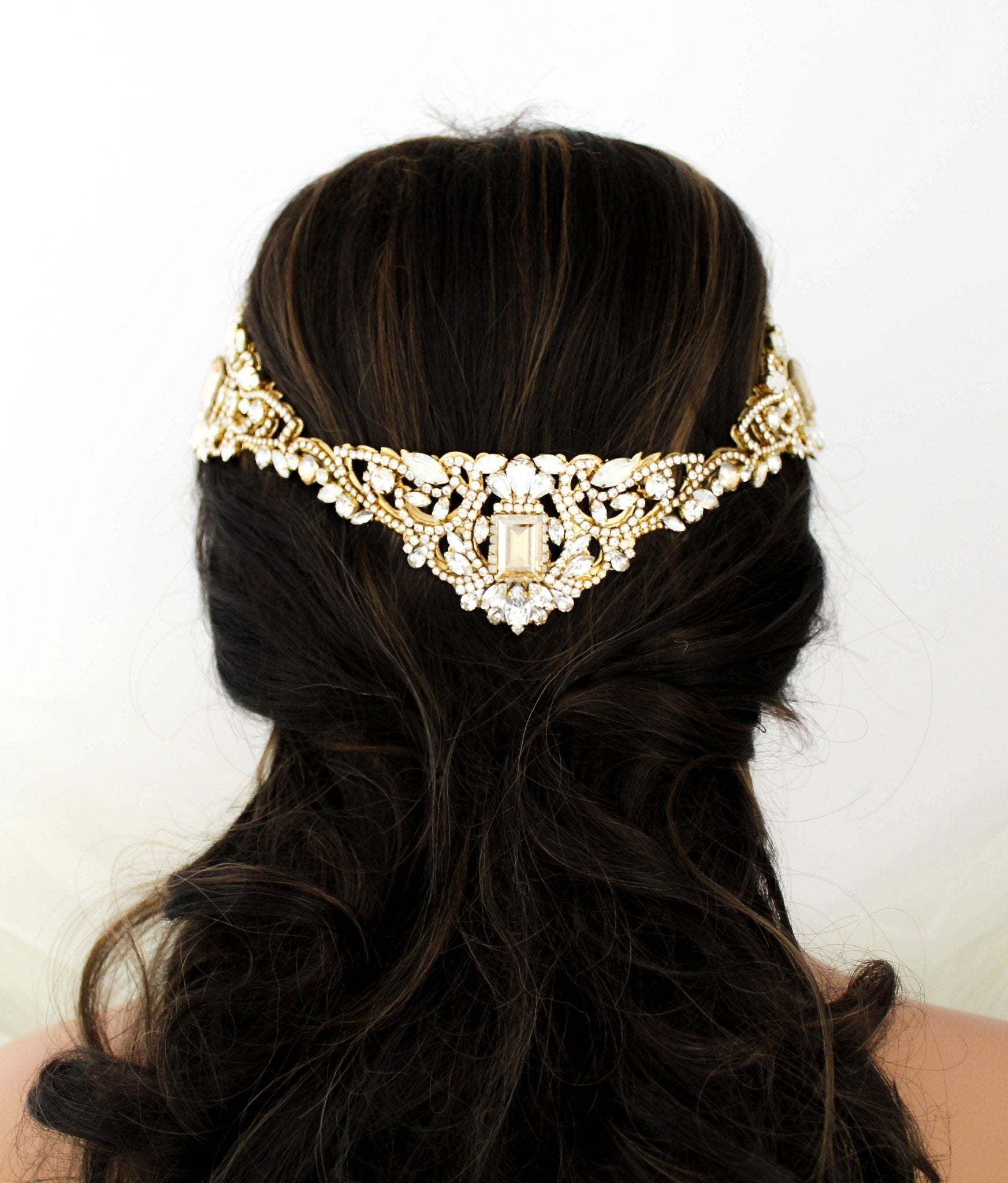 Gold crystal Bridal tiara crown - DIANA - Treasures by Agnes