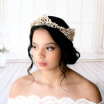 Gold crystal Bridal tiara crown - DIANA - Treasures by Agnes