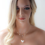 Gold filled pearl lariat bridal necklace - MEADOW - Treasures by Agnes