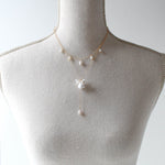 Gold filled pearl lariat bridal necklace - MEADOW - Treasures by Agnes