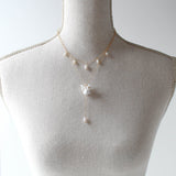 Gold filled pearl lariat bridal necklace - MEADOW - Treasures by Agnes