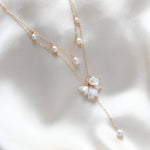 Gold filled pearl lariat bridal necklace - MEADOW - Treasures by Agnes