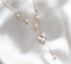 Gold filled pearl lariat bridal necklace - MEADOW - Treasures by Agnes