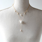 Gold filled pearl lariat bridal necklace - MEADOW - Treasures by Agnes