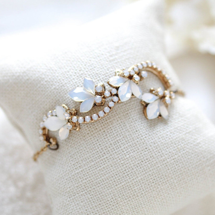 Gold Floral bracelet for bride - CLEO - Treasures by Agnes