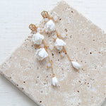 Gold floral earrings with white opal crystal beads - MILANI - Treasures by Agnes