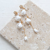 Gold floral earrings with white opal crystal beads - MILANI - Treasures by Agnes