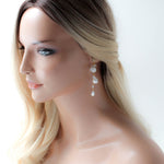 Gold floral earrings with white opal crystal beads - MILANI - Treasures by Agnes