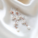 Gold Floral Freshwater pearl earrings - LOLITA - Treasures by Agnes