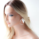 Gold floral statement hoop earrings for wedding - CELENA - Treasures by Agnes
