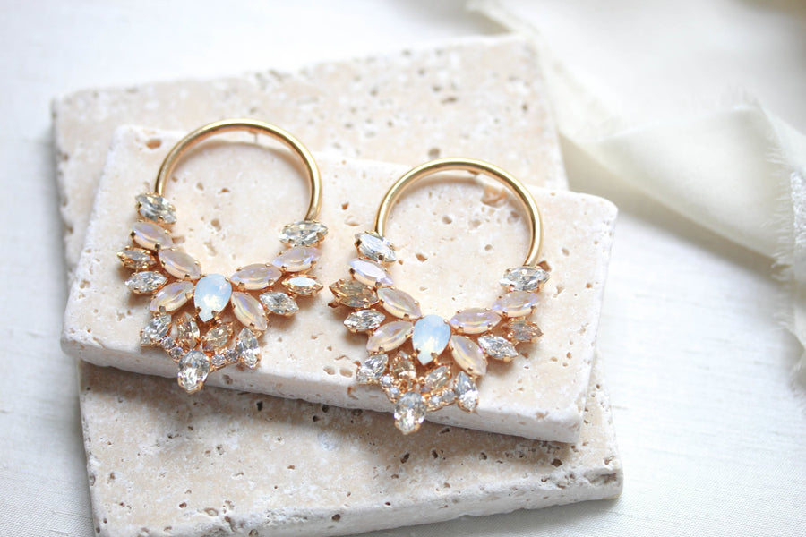 Gold hoop earrings for Bride - ANASTASIA - Treasures by Agnes