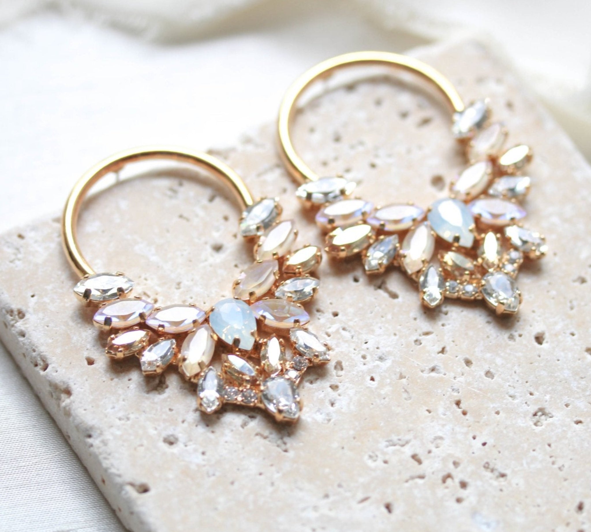Gold hoop earrings for Bride - ANASTASIA - Treasures by Agnes