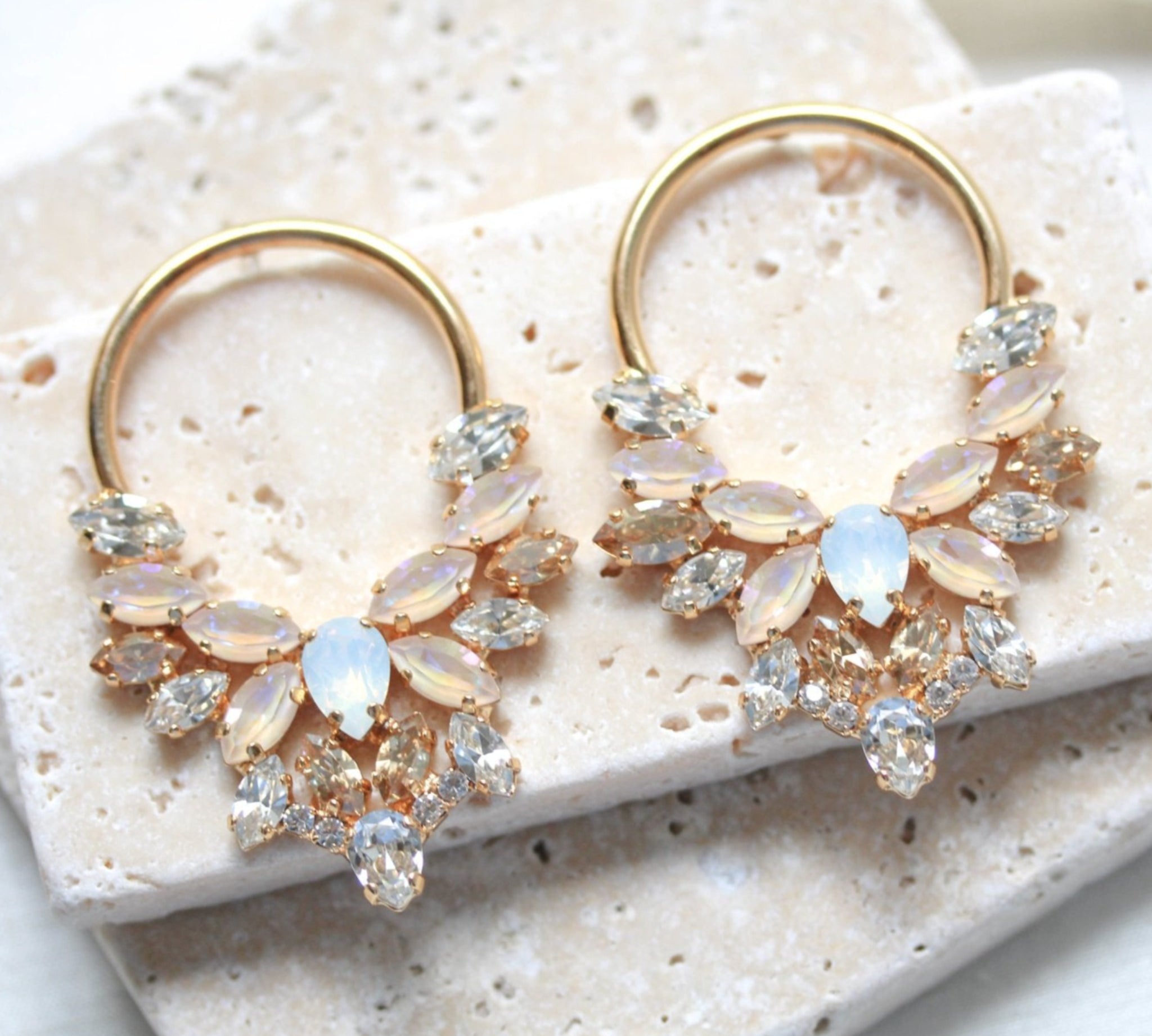 Gold hoop earrings for Bride - ANASTASIA - Treasures by Agnes