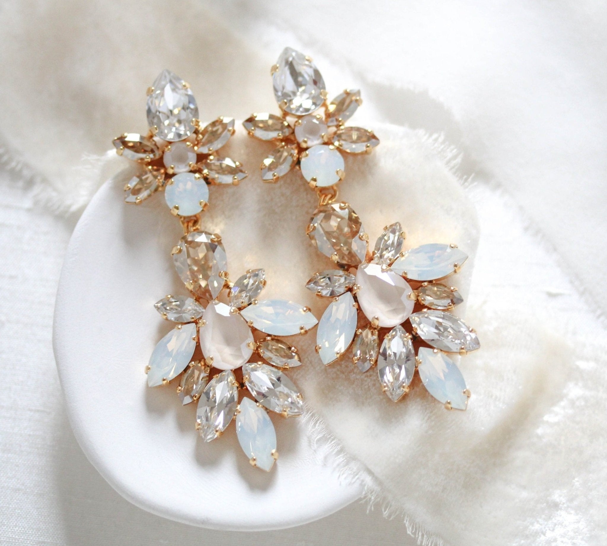 Gold Statement Bridal earrings - JESSICA