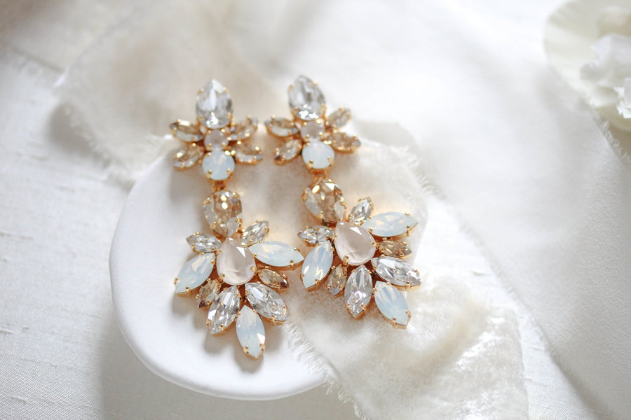 Gold Statement Bridal earrings - JESSICA