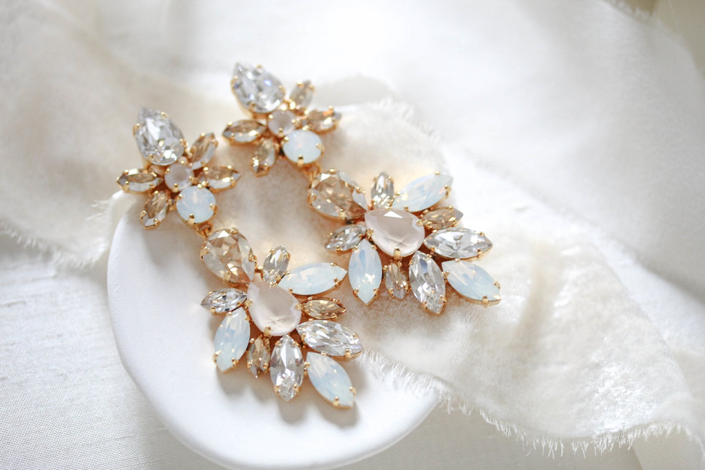 Gold Statement Bridal earrings - JESSICA