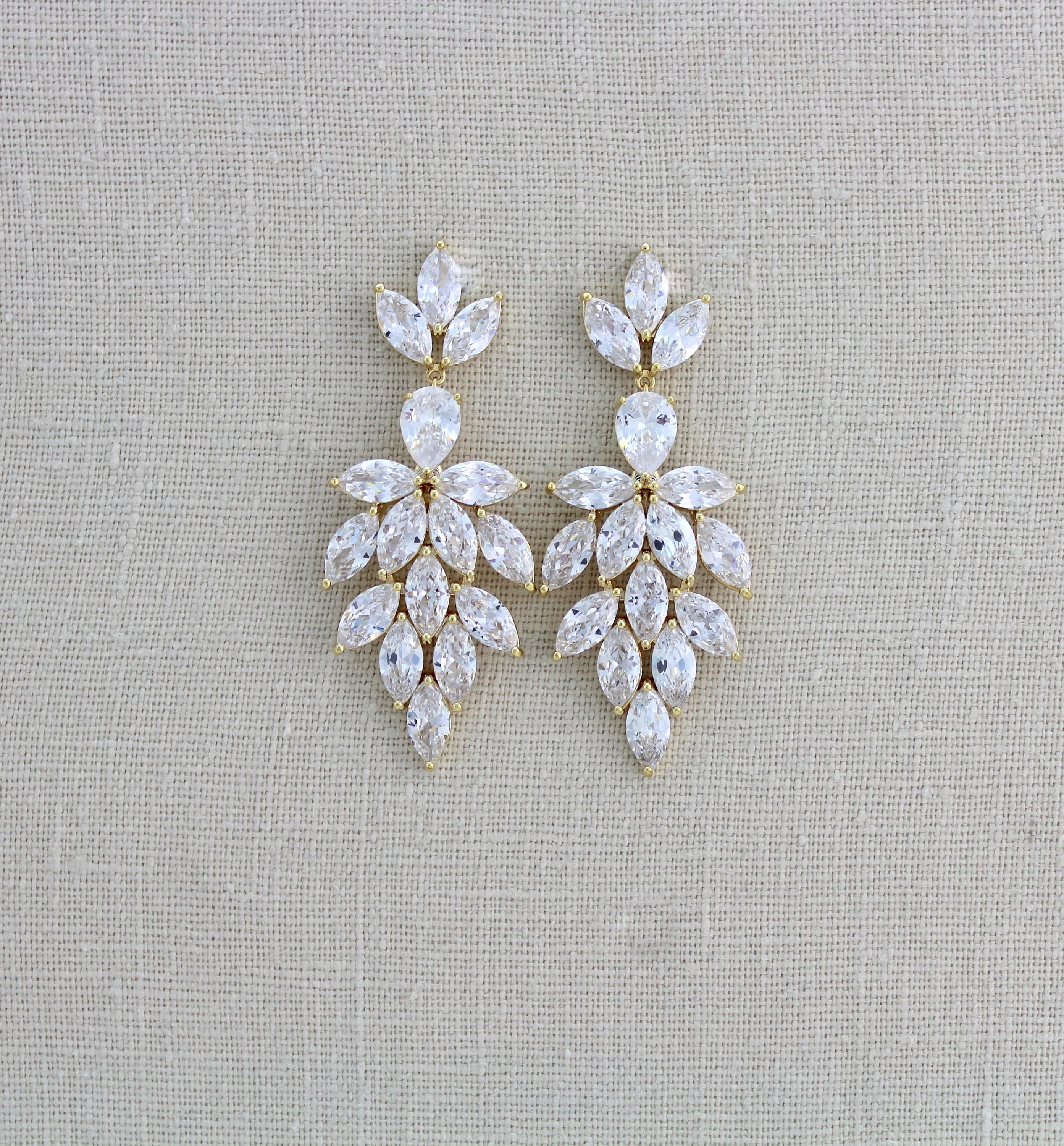 Rose gold wedding statement earrings for bride - ALICIA - Treasures by Agnes