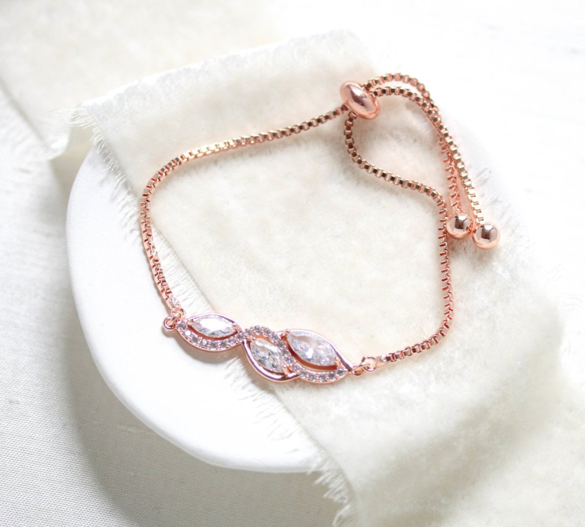 Dainty Rose gold adjustable slide bracelet - HADLEY