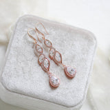 Long Rose gold teardrop earrings for bride - HADLEY