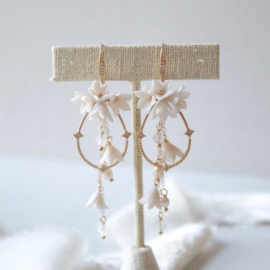 Hoop Floral earrings for Bride - IRENA - Treasures by Agnes