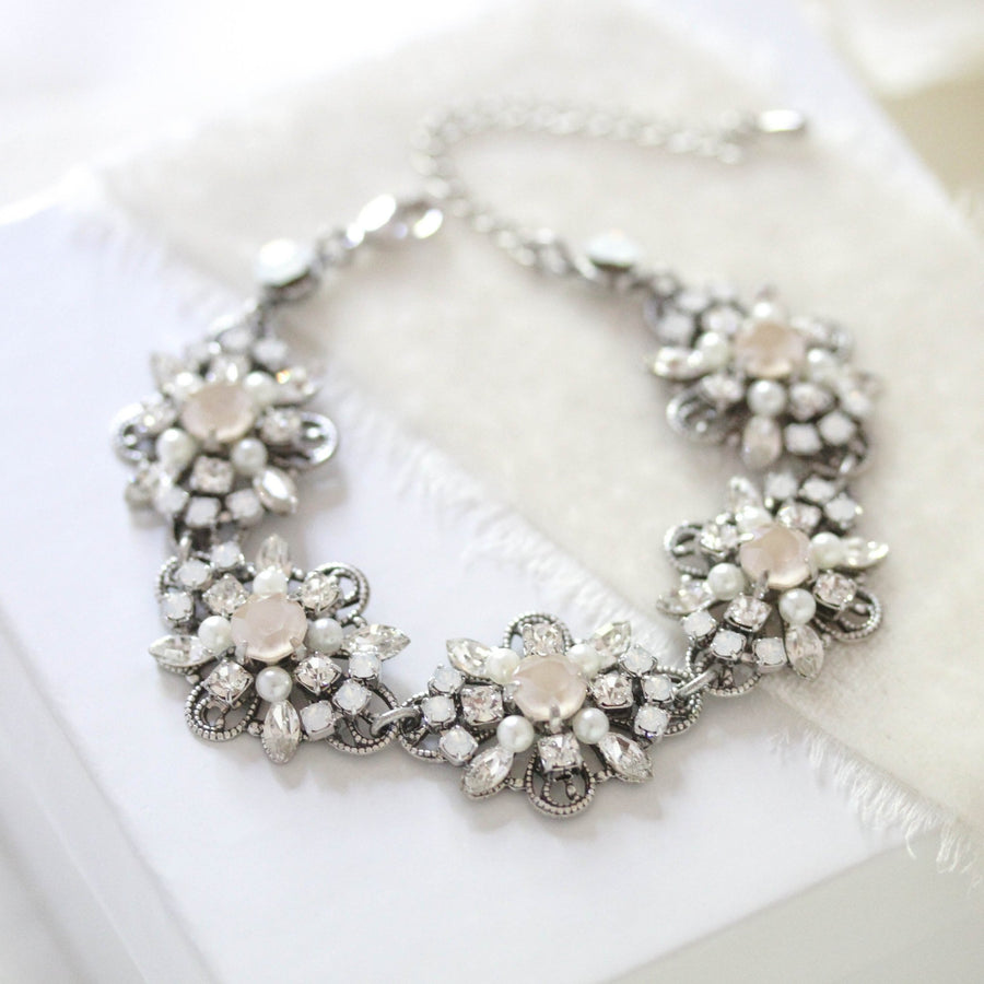 Ivory cream and White Opal Crystal Bridal bracelet - ROWAN - Treasures by Agnes