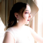 Ivory cream crystal bridal earrings - JULIA