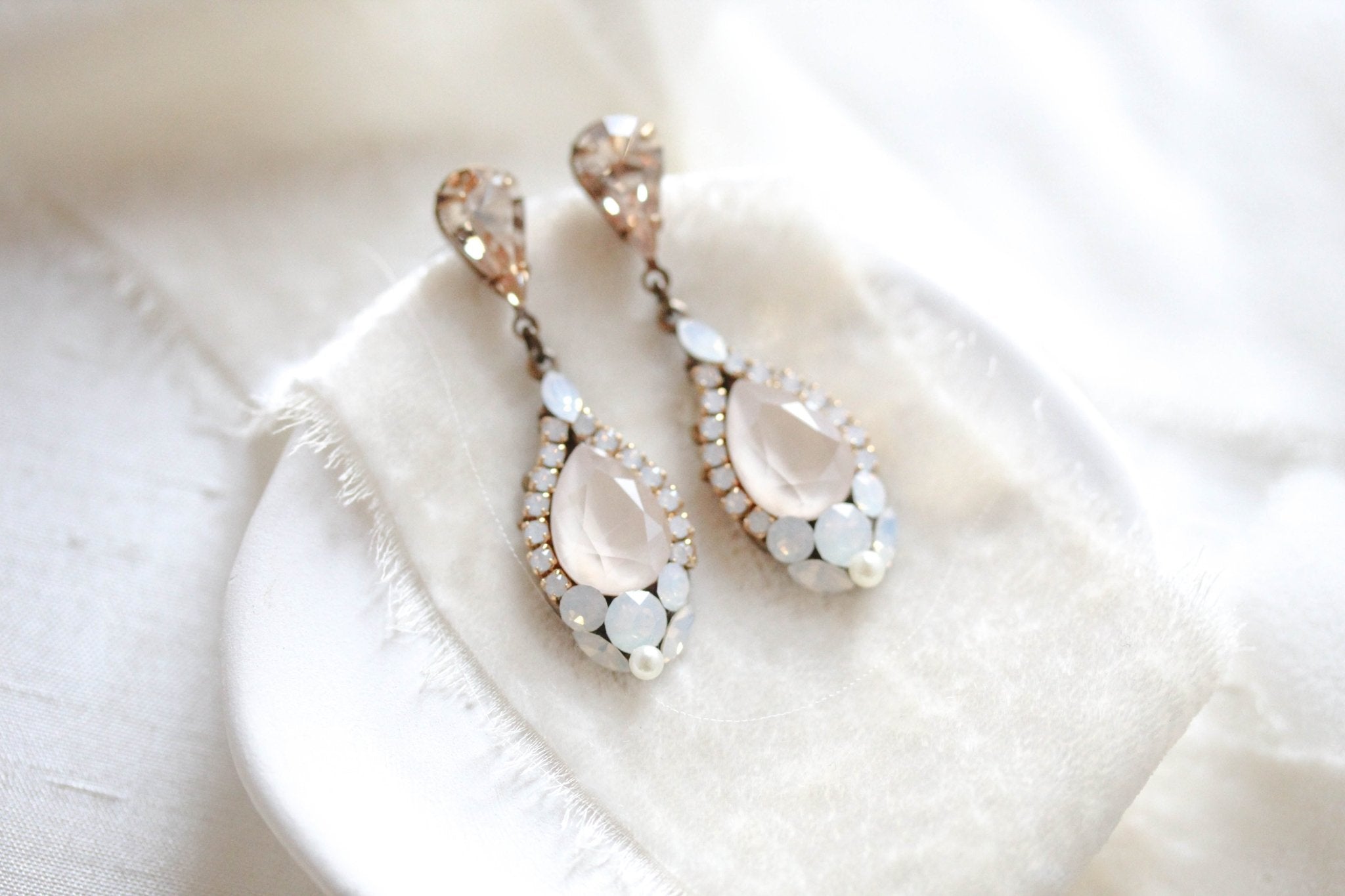 Ivory cream crystal bridal earrings - JULIA