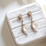 Ivory cream crystal bridal earrings - JULIA