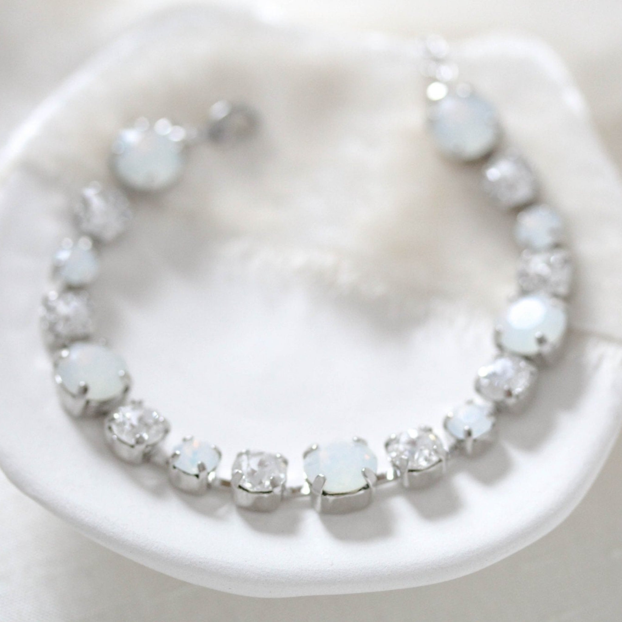 White crystal wedding tennis bracelet - JULIANNA 