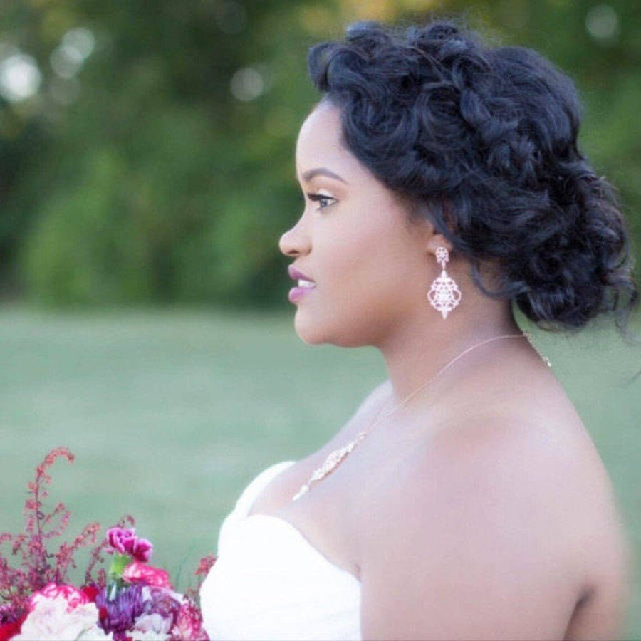 KENDRA rose gold cz bridal earrings