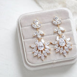 Large cubic zirconia rose gold bridal statement earrings - AVERY - Treasures by Agnes